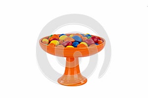 Colorful Vintage Pedestal Candy Dish with Candy