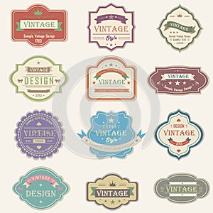 Colorful vintage and retro badges design with samp photo