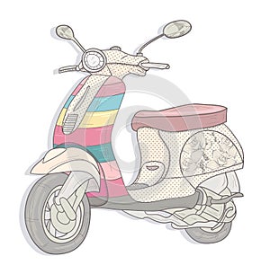 Colorful vintage scooter.