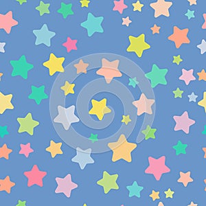 Colorful vintage star pattern on light blue background seamless patterns