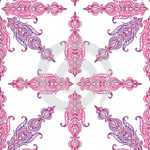 Colorful vintage Victorian lace seamless pattern