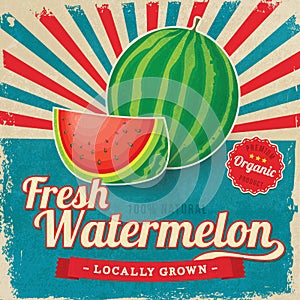 Colorful vintage Watermelon label poster photo