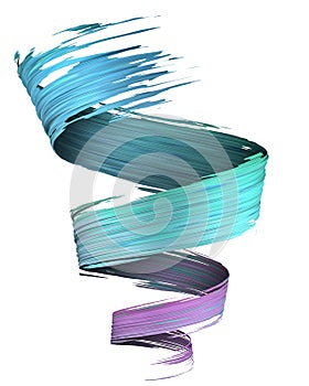 Colorful violet to blue 3D brush paint stroke swirl