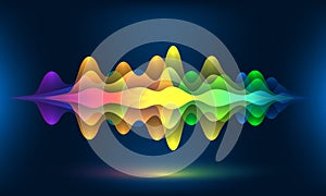 Colorful voice waves or motion sound frequency. Abstract soundtrack energy background or music color visualization