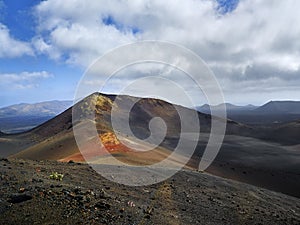 Colorful volcanic craters in Timanfaya National Park, Lanzarote