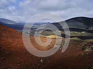 Colorful volcanic craters in Timanfaya National Park, Lanzarote