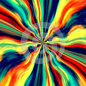 Colorful Vortex Background and Screensaver. Abstract Blue Orange Generative Art. Graffiti Spray Paint. Fantasy Illustration.