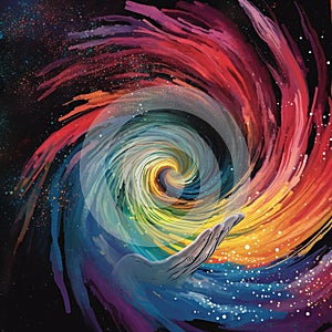 Colorful Vortex with a Pair of Hands