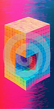 Colorful Voxel Art Cube: A Stunning Graphic Design-inspired Illustration