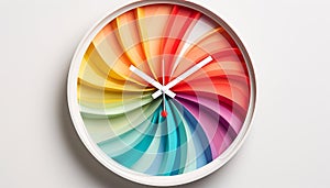 Colorful wall clock on white background