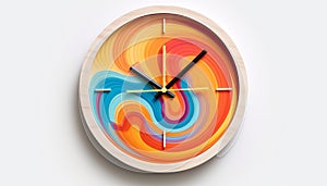 Colorful wall clock on white background