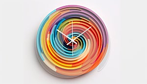 Colorful wall clock on white background