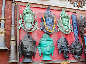 Colorful wall decoration of Buddhist style. Excellent folk art and handicraft. photo