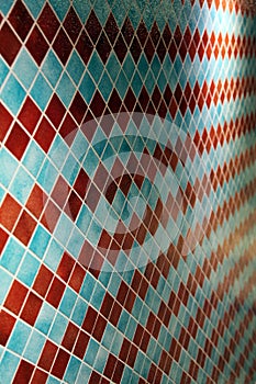 Colorful wall tiles in an interesting arrangement