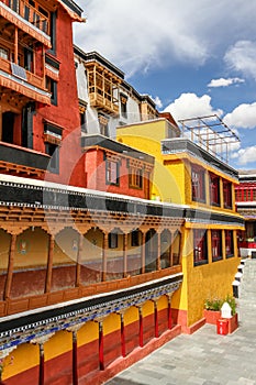 Colorful walls of Thikse monastery-Ladakh,India