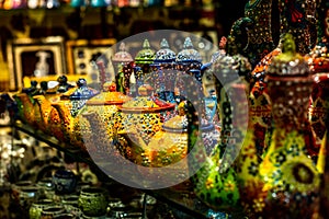 Colorful wares on sale in a traditional Omani Suq Market in Mu