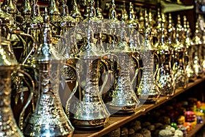 Colorful wares on sale in a traditional Omani Suq Market in Mu