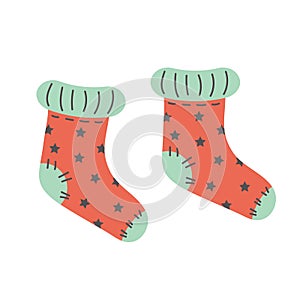 Colorful warm socks with cute pattern.