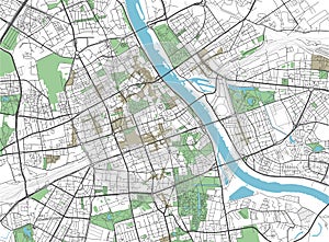 Colorful Warsaw vector city map.