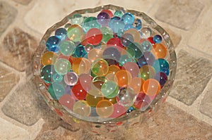 colorful water bubbles in the bowl