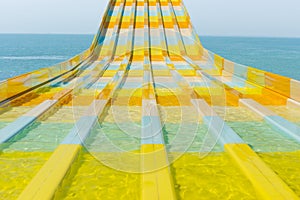 Colorful water feature slide