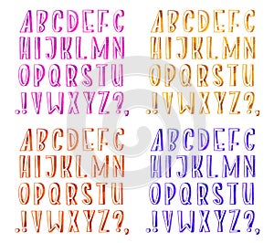 Colorful watercolor aquarelle font type handwritten hand draw abc alphabet letters