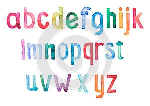 Colorful watercolor aquarelle font type photo