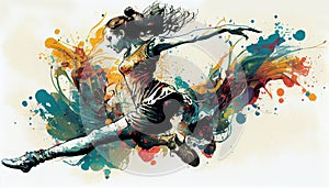 Colorful Watercolor Ballerina Hand Painted Ballet Dancer AI Generative