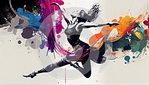 Colorful Watercolor Ballerina Hand Painted Ballet Dancer AI Generative