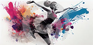 Colorful Watercolor Ballerina Hand Painted Ballet Dancer AI Generative
