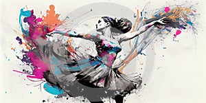 Colorful Watercolor Ballerina Hand Painted Ballet Dancer AI Generative