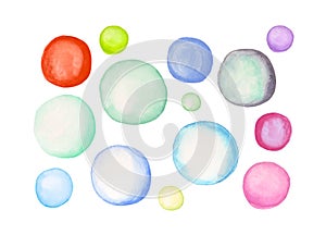 Colorful watercolor circles. Hand painted elements for design