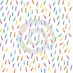 Colorful watercolor confetti pattern. multicolored sticks. Bakery themed donut  doughnut or cupcake sugar sprinkle background.