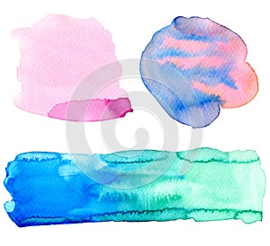 Colorful watercolor design elements. Bright backgrounds for spring or summer decorations.