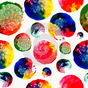 Colorful watercolor drop stain pattern
