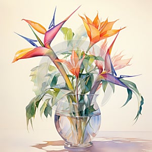 Colorful Watercolor Flowers: Meticulous Photorealistic Still Lifes And Avian Illustrations