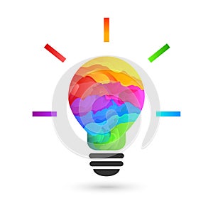 Colorful watercolor lightbulb