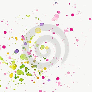 Colorful watercolor paint splatter. Grunge colorful paint overlay.