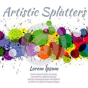 Colorful watercolor paint stains abstract art vector splash background