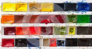 Colorful watercolor paint tray