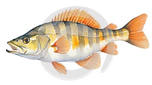 Colorful Watercolor Painting of Perca Fluviatilis Perch AI Generated