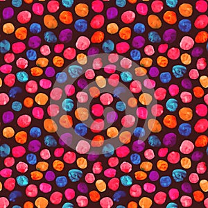 Colorful watercolor polka dots pattern