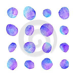 Colorful watercolor round spots, strokes, dots illustration