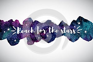 Colorful watercolor space, galaxy border, motivation quote