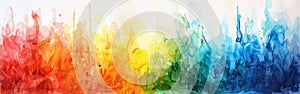 Colorful Watercolor Splash Brushes Texture Illustration for Design - Abstract Rainbow Panorama Art Paper Creative Aquarelle