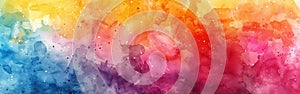 Colorful Watercolor Splash Brushes Texture Illustration for Design - Abstract Rainbow Panorama Art Paper Creative Aquarelle