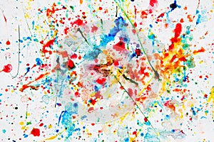 Colorful watercolor splash on white paper