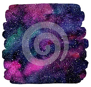 Colorful watercolor stains cosmic background