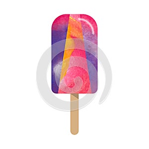 Colorful watercolor texture vector popsicle ice cream sweet summer dessert