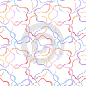 Colorful watercolor vector tangled shapes seamless vector pattern
